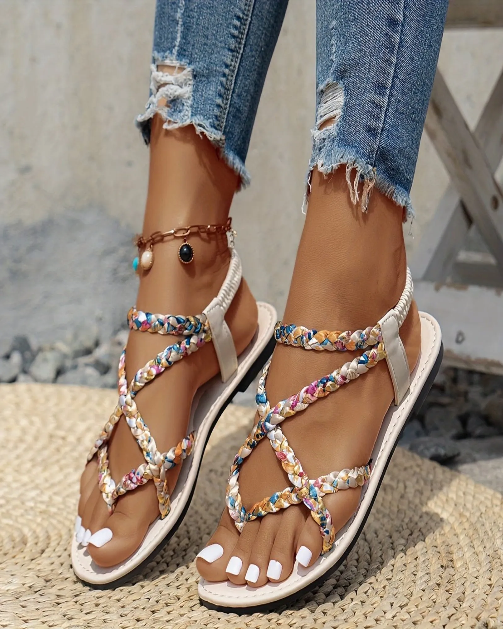 Lydia – Stylish Boho Braided Flat Sandals