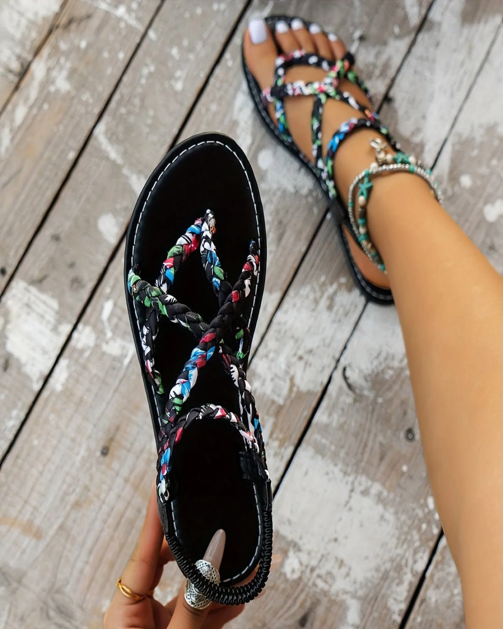 Lydia – Stylish Boho Braided Flat Sandals
