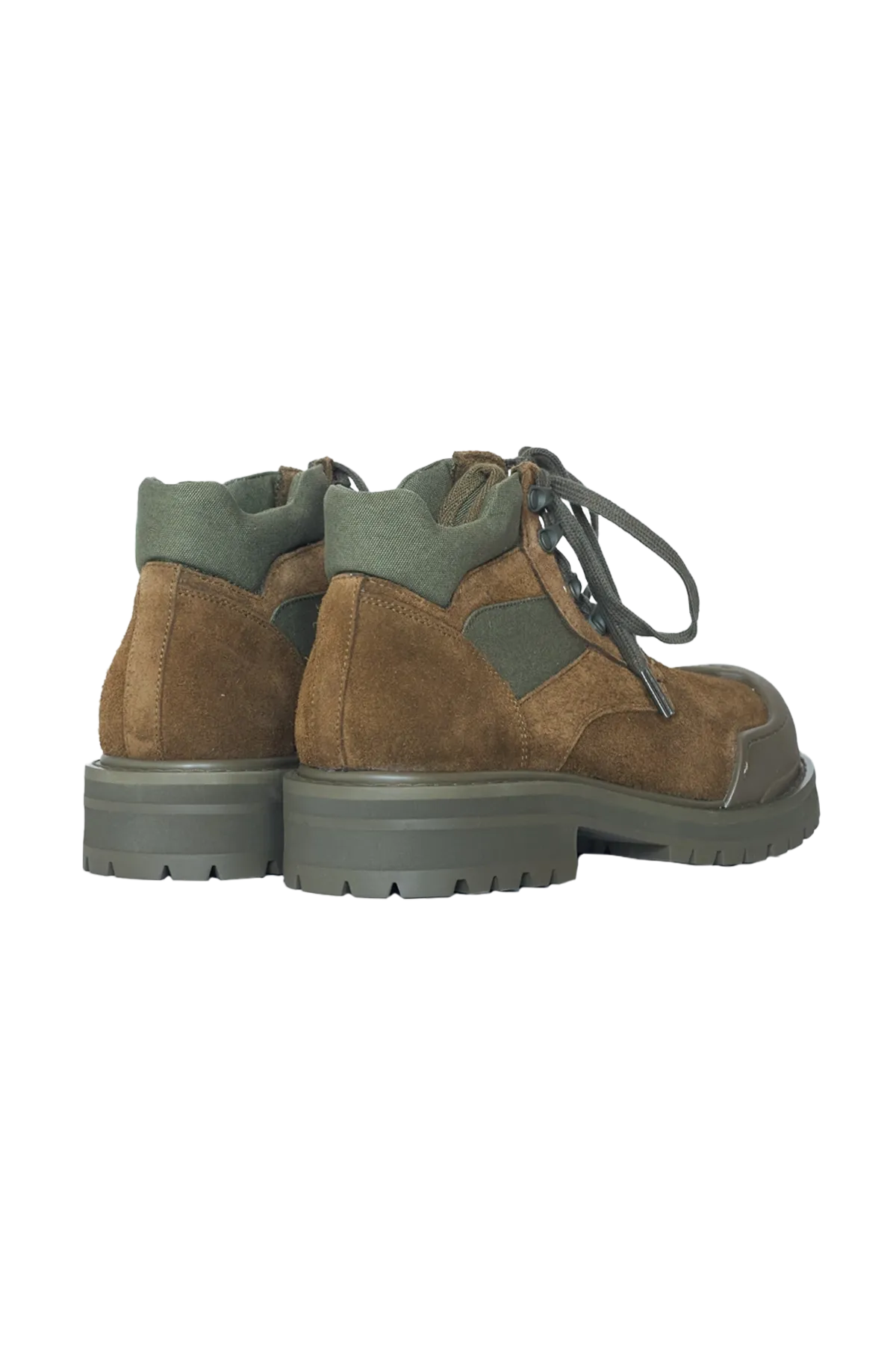 Marni Canvas And Suede Patchy Hiking Boots Green