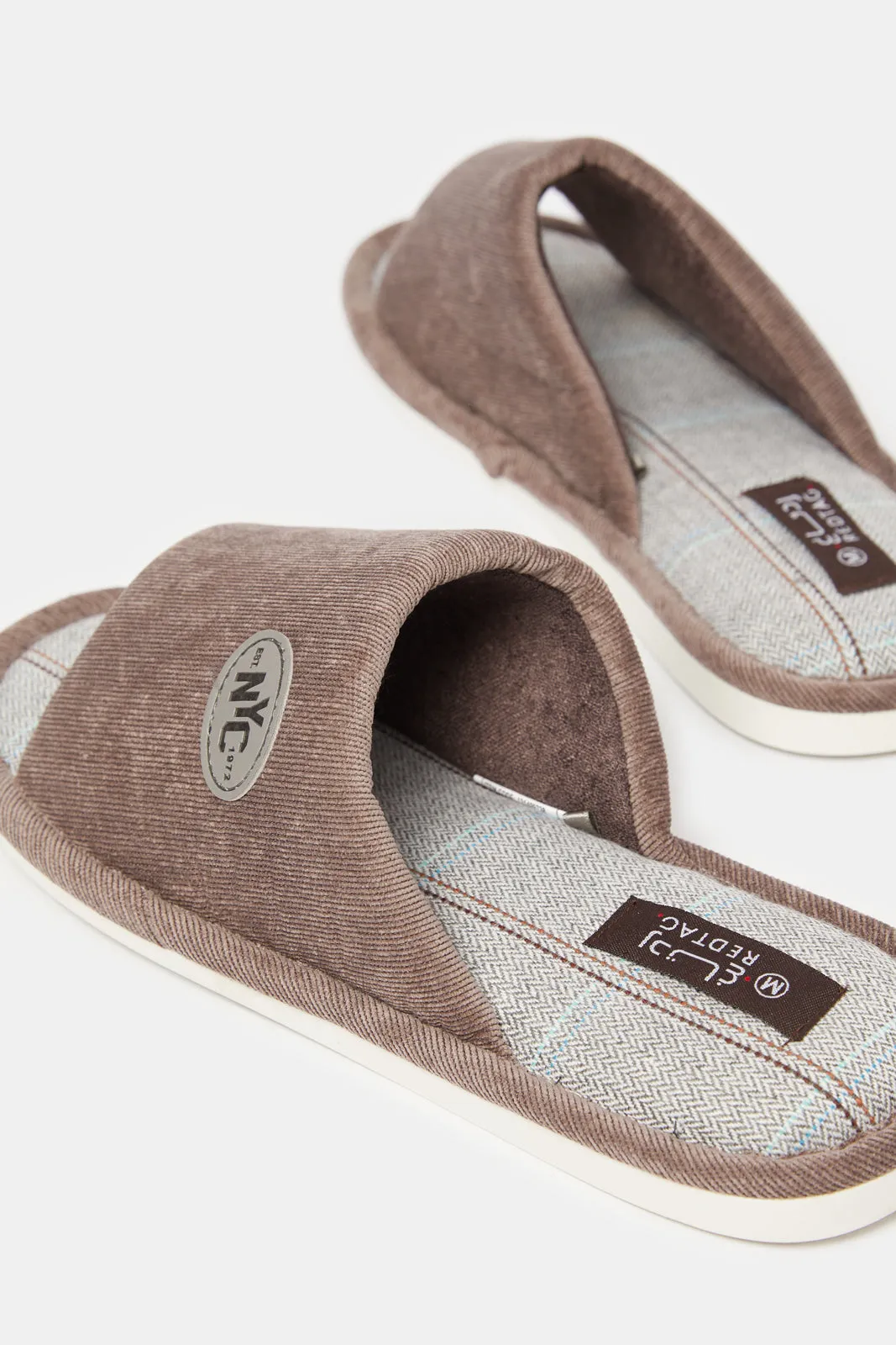 Men Beige Embellished Slipper