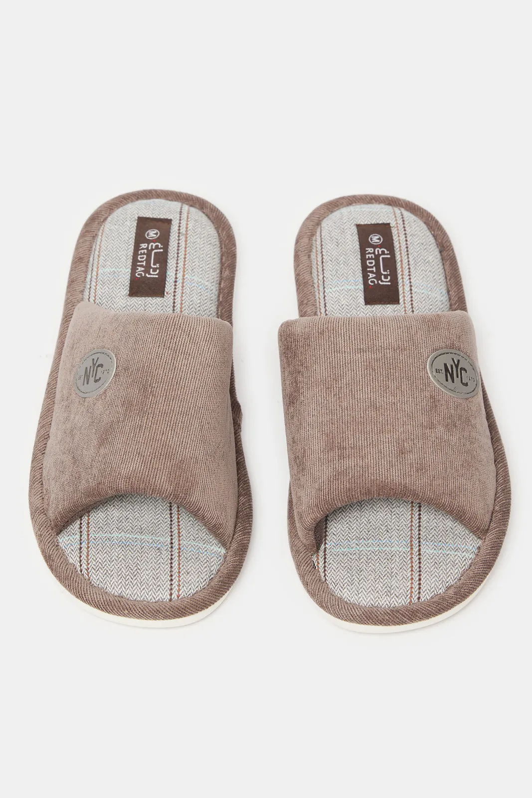 Men Beige Embellished Slipper
