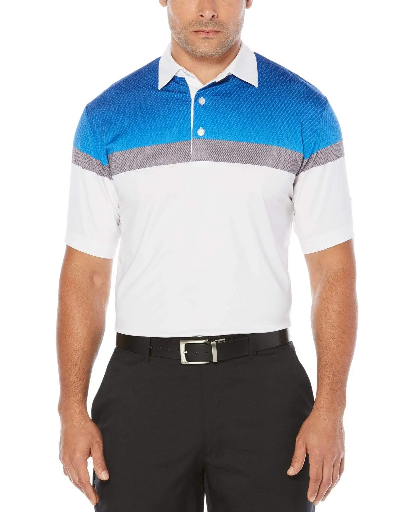 Mens Opti-Dri Heathered Color Block Polo