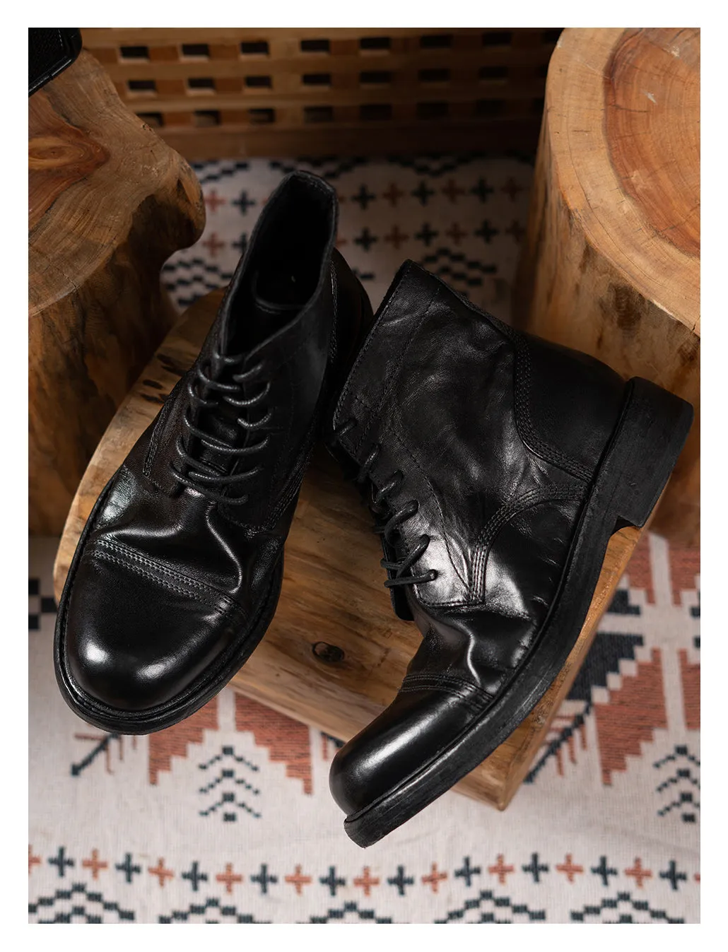 Men's Washed Cap Toe Dress Boots