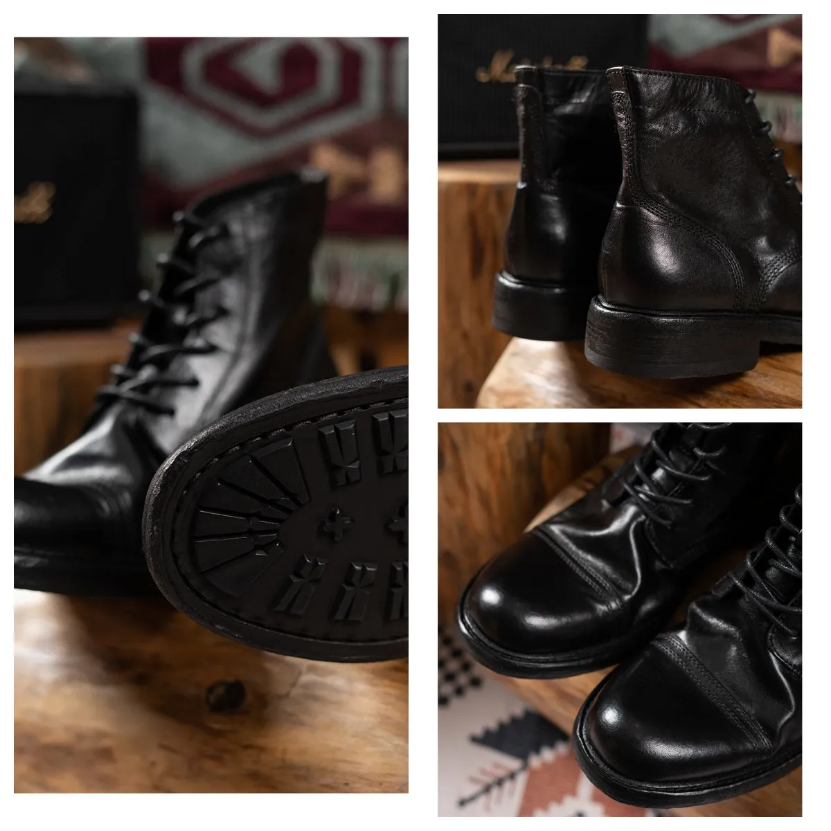 Men's Washed Cap Toe Dress Boots