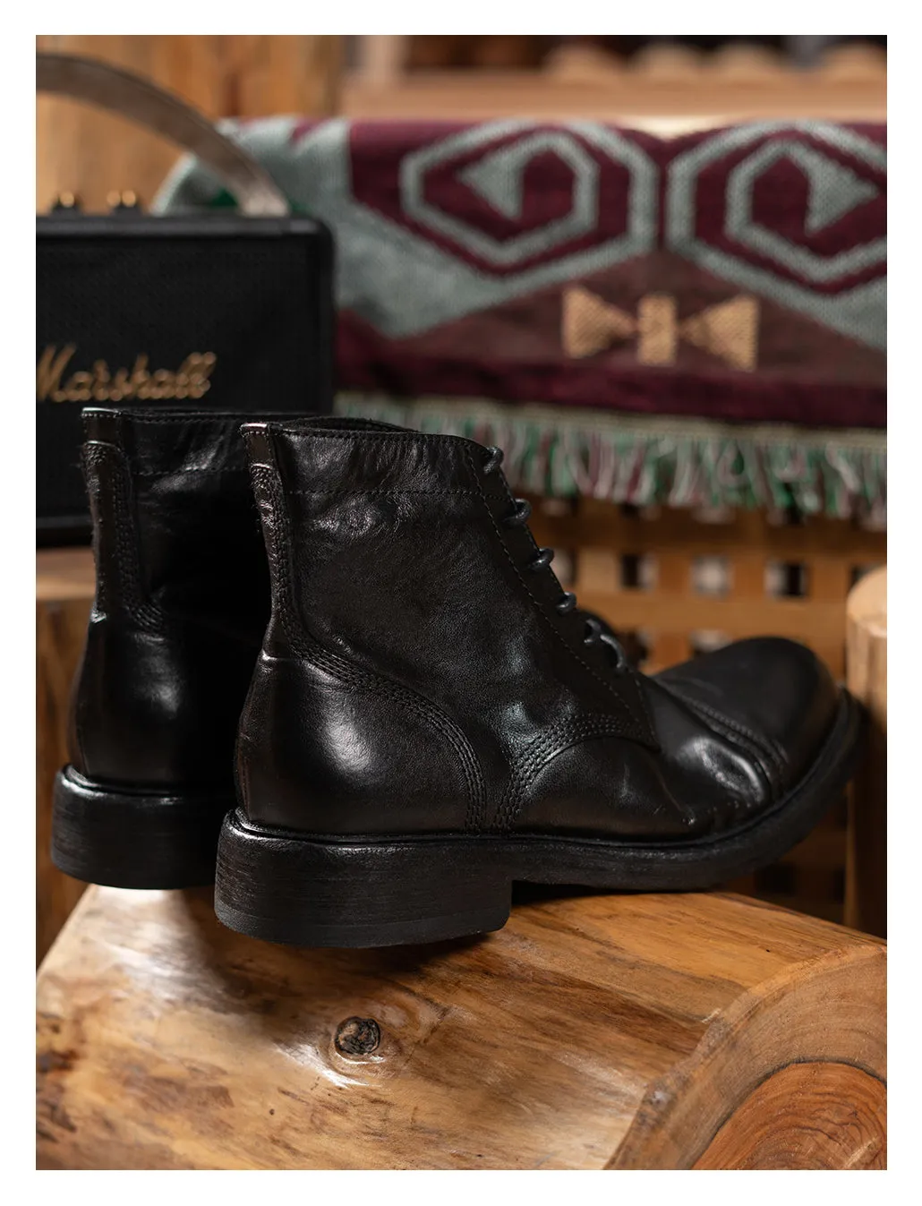 Men's Washed Cap Toe Dress Boots