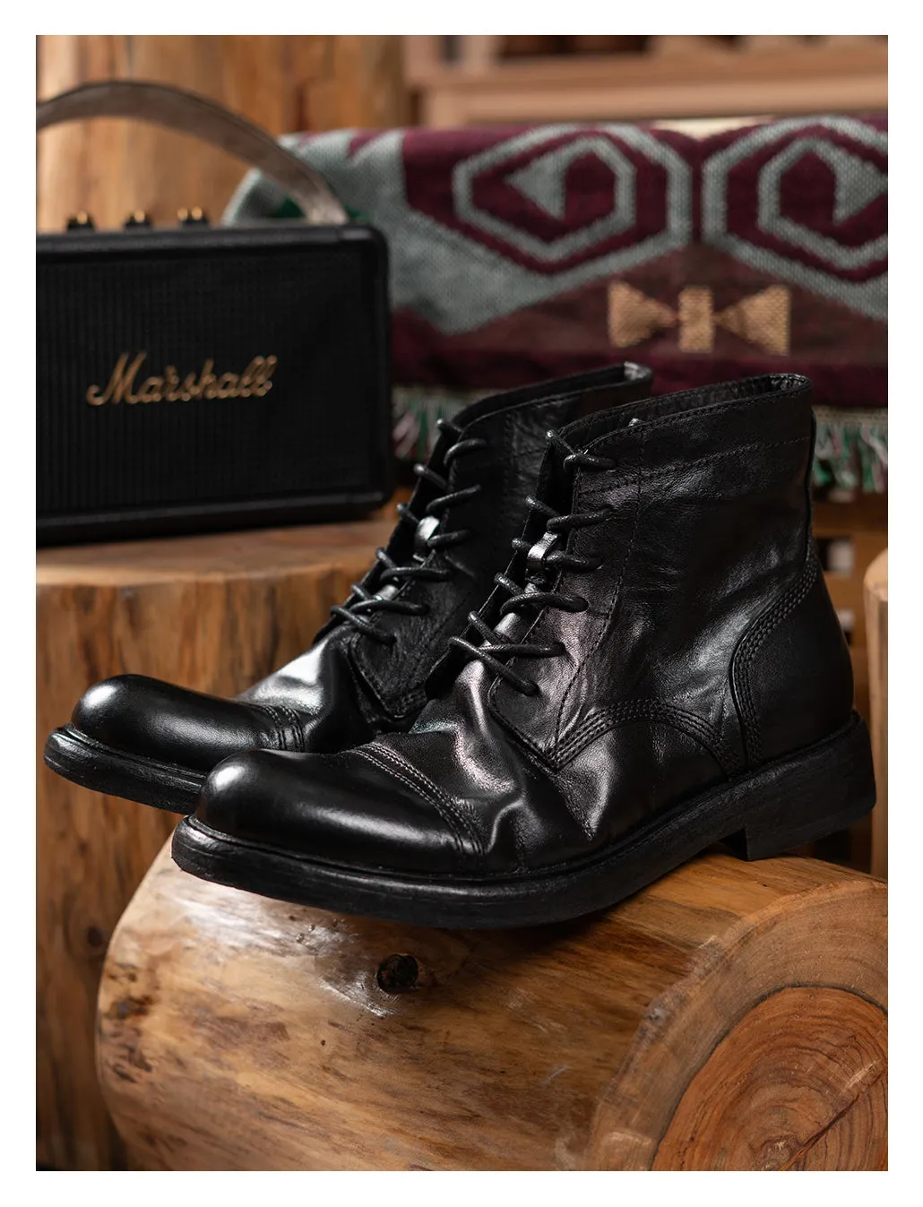 Men's Washed Cap Toe Dress Boots