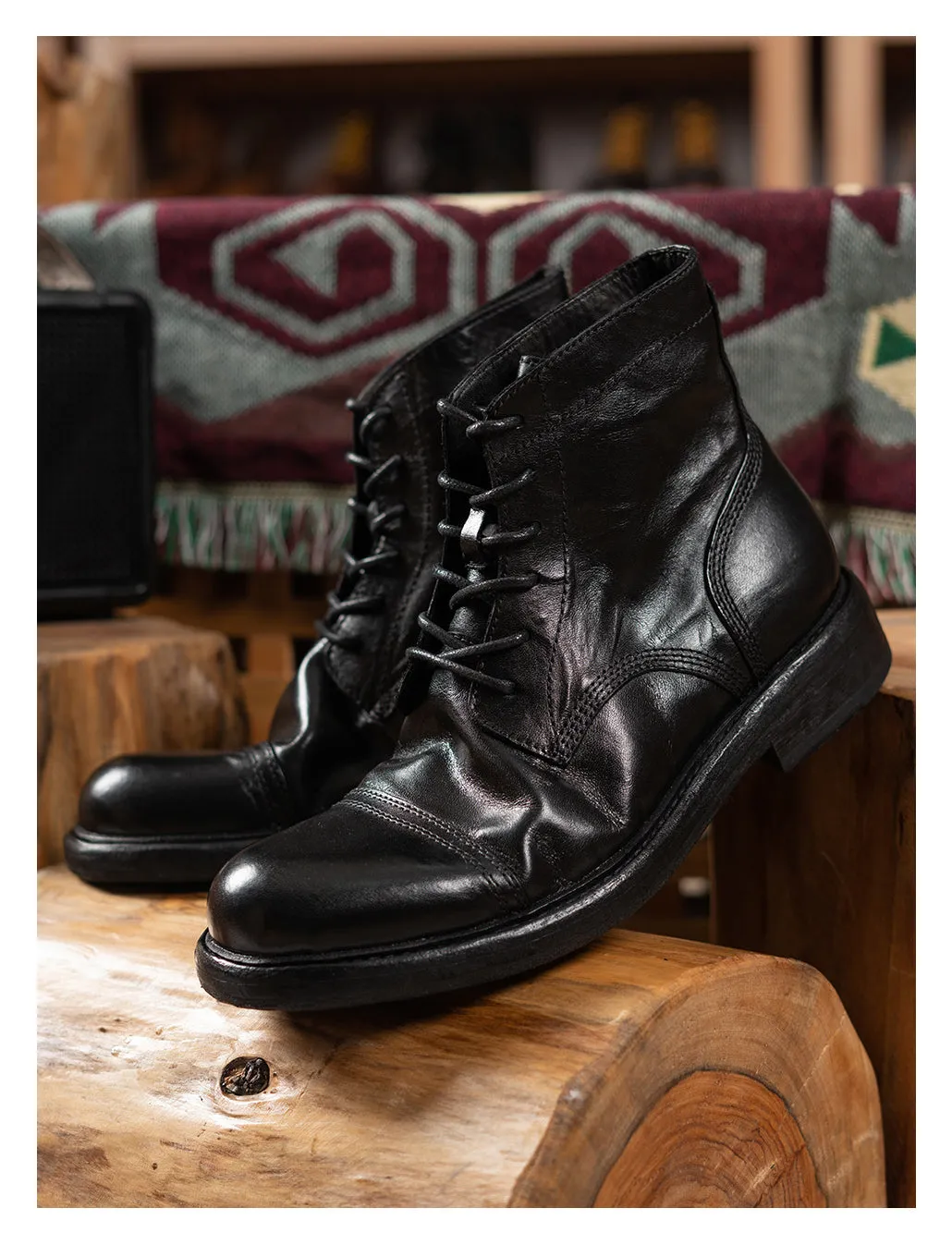 Men's Washed Cap Toe Dress Boots