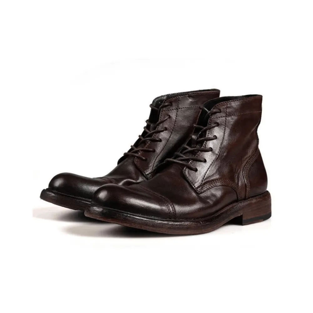 Men's Washed Cap Toe Dress Boots