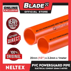 Neltex PVC Powerguard Pipe (Orange) 20mm x 1meter Electrical Conduit