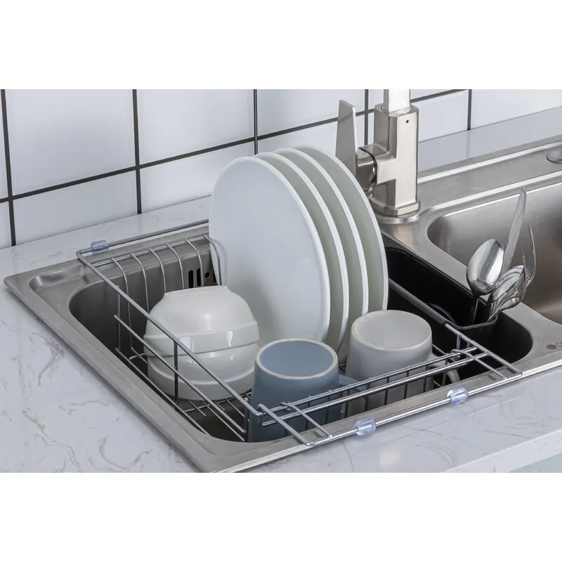New in box! Wayfair Premiumracks Expandable Over The Sink Dish Rack - 304 Stainless Steel - Durable, includes cutlery rack! Retails $70 