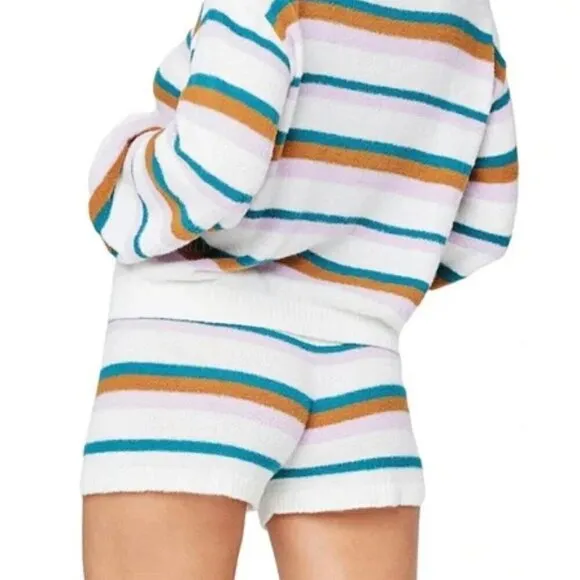New L*Space Soul Samba Striped Lounge Swim Beach Cover-Up Shorts NWT