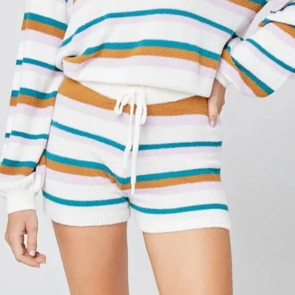 New L*Space Soul Samba Striped Lounge Swim Beach Cover-Up Shorts NWT