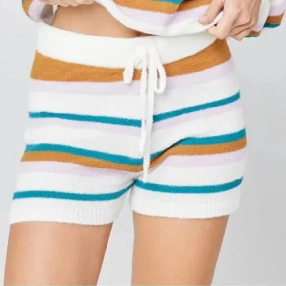 New L*Space Soul Samba Striped Lounge Swim Beach Cover-Up Shorts NWT