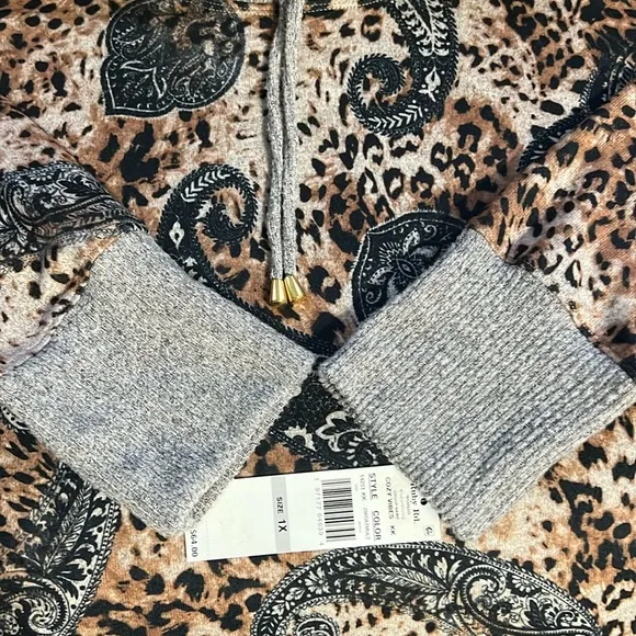 New Ruby Rd Woman Cozy Mixed Animal Print Sweater Women’s Size 1X in Oat Multi