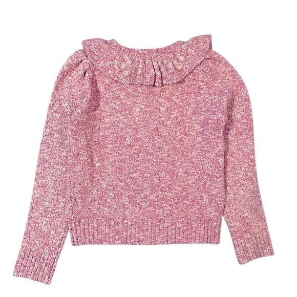 NWT Greylin Claris Cozy Lurex Knit Sweater Collar Ruffle Pink Sparkle Medium