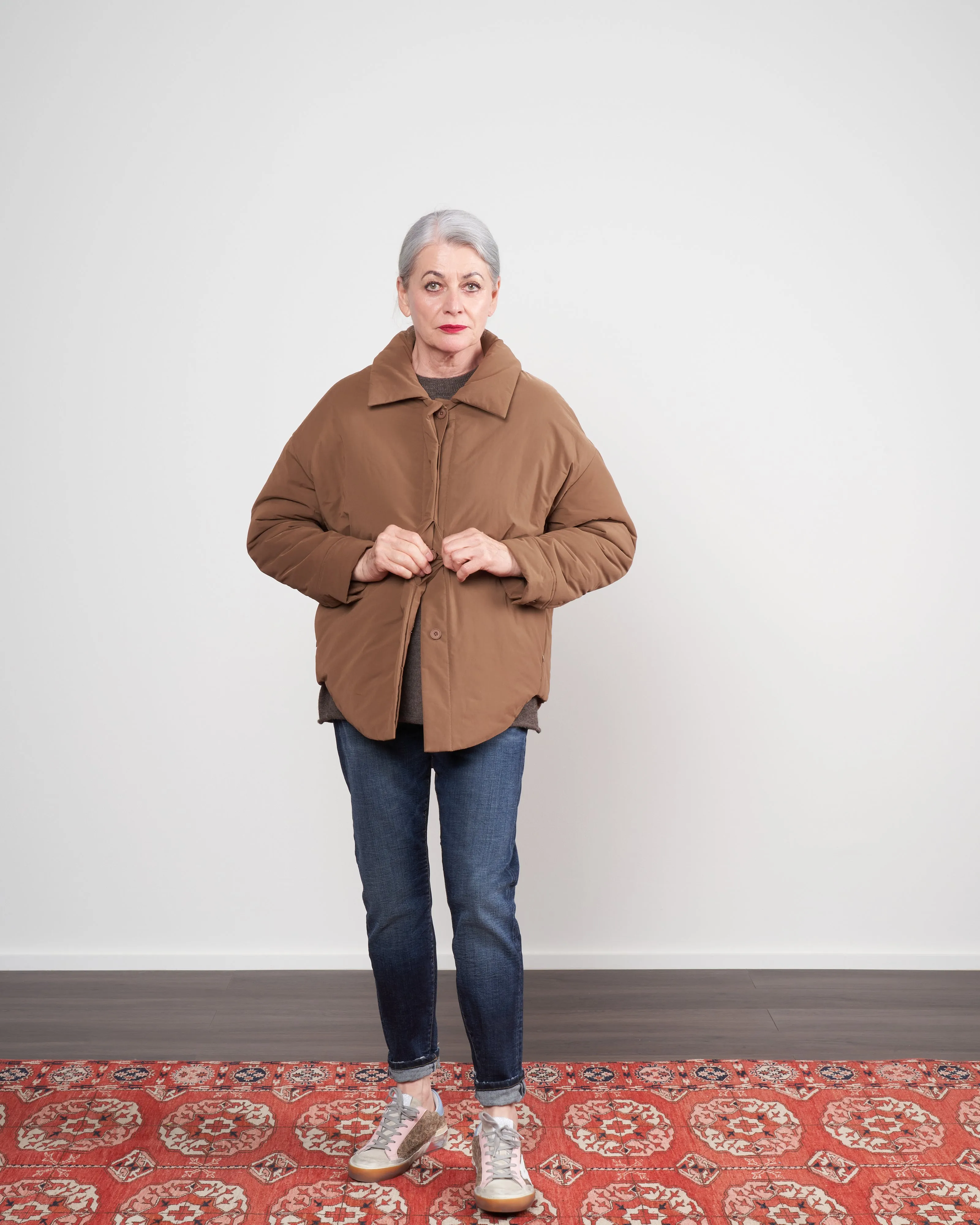 padded shirt jacket - cinnamon