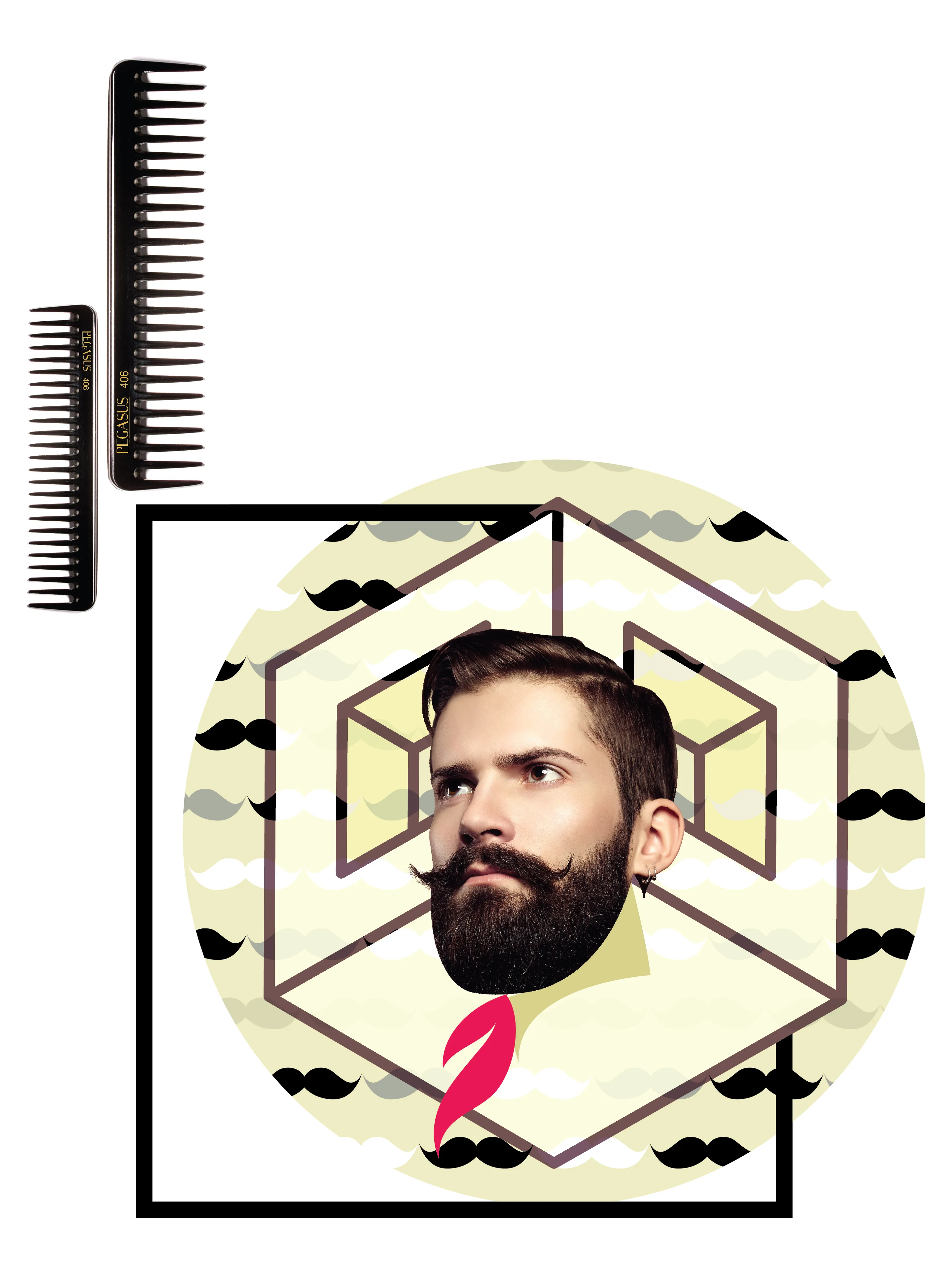 Pegasus 514B, 8.75in Hard Rubber Flattop Butch Comb, Handmade, Seamless, Smooth Edges, Anti Static, Heat and Chemically Resistant Comb | Peines de goma dura - Black