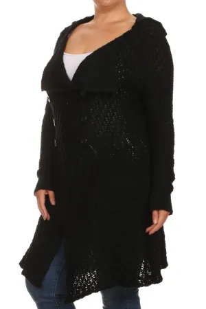 Plus Size Cozy Knit Black Cardigan