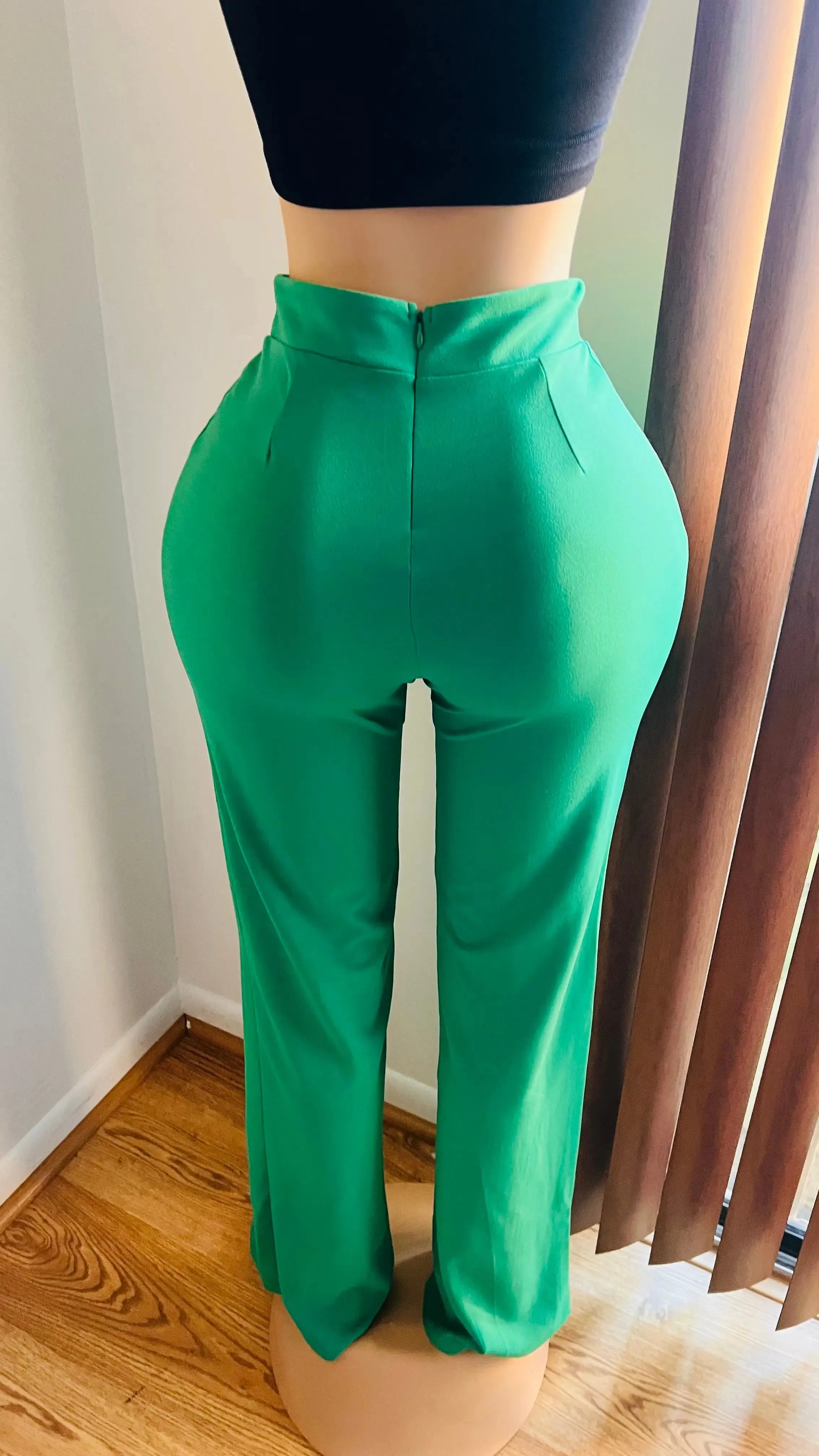 Plus Size Flared Lime Green Pants