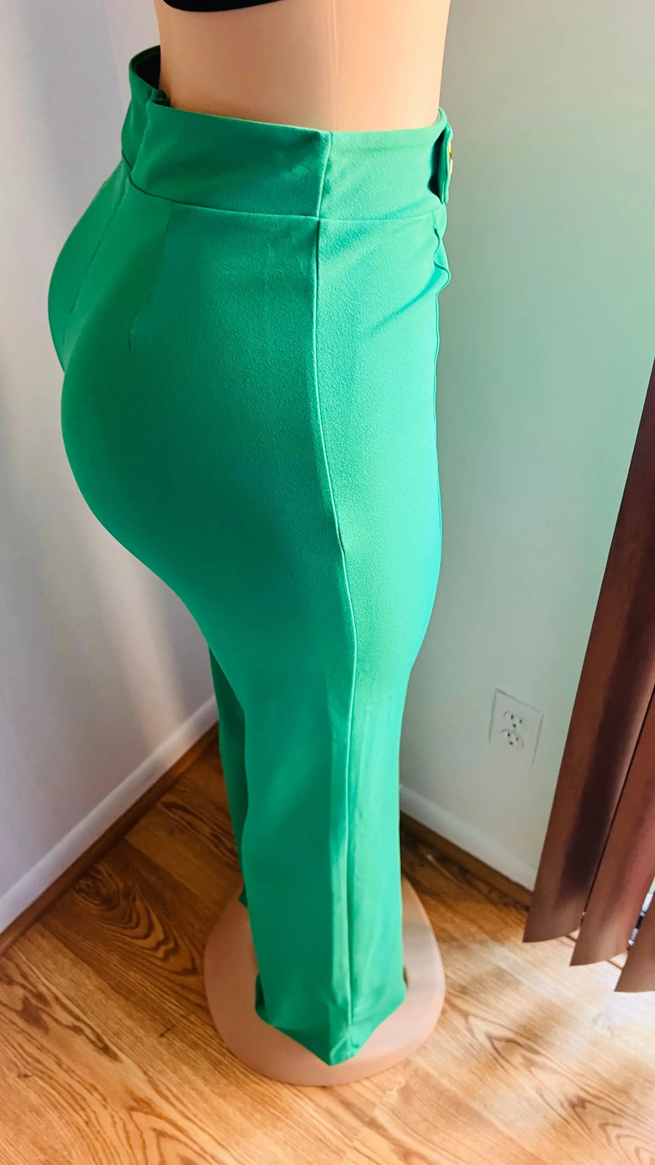 Plus Size Flared Lime Green Pants