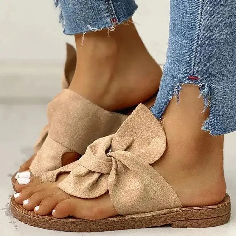 Plus Size Women's Beef Tendon Bowknot Slippers
