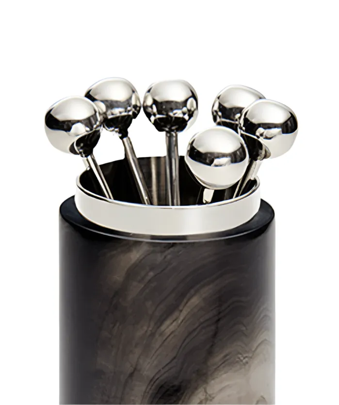Resin and Steel Cocktail Pick Set-Black