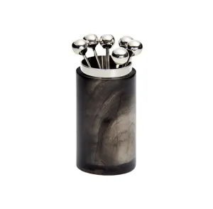 Resin and Steel Cocktail Pick Set-Black