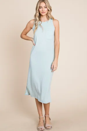 Ribbed Knit Sleeveless Midi Dress For Women – Simple, Casual, Elegant, Versatile and Chic Midi Dress with Ribbed Texture for Every Occasion