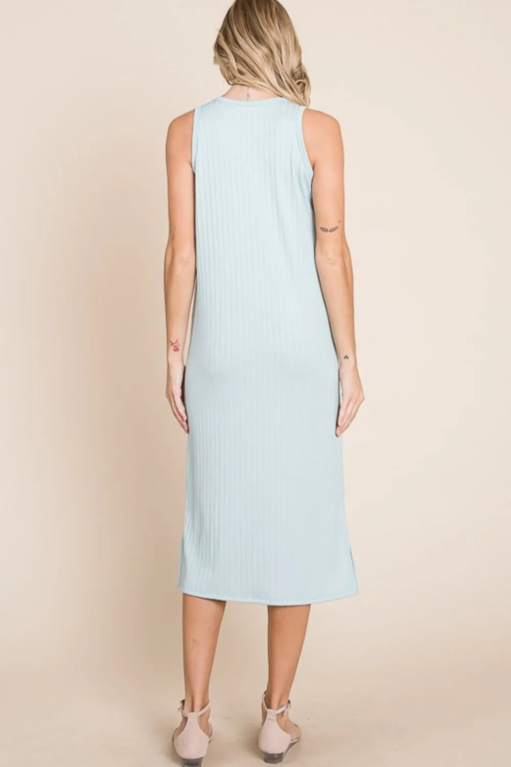 Ribbed Knit Sleeveless Midi Dress For Women – Simple, Casual, Elegant, Versatile and Chic Midi Dress with Ribbed Texture for Every Occasion