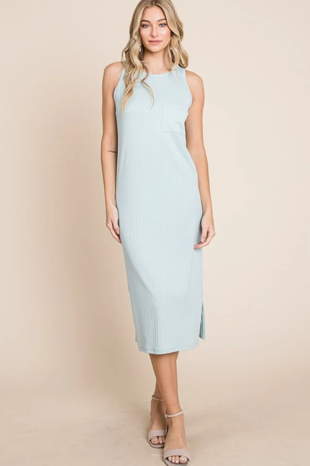 Ribbed Knit Sleeveless Midi Dress For Women – Simple, Casual, Elegant, Versatile and Chic Midi Dress with Ribbed Texture for Every Occasion