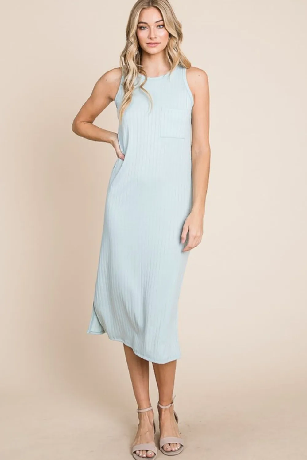 Ribbed Knit Sleeveless Midi Dress For Women – Simple, Casual, Elegant, Versatile and Chic Midi Dress with Ribbed Texture for Every Occasion