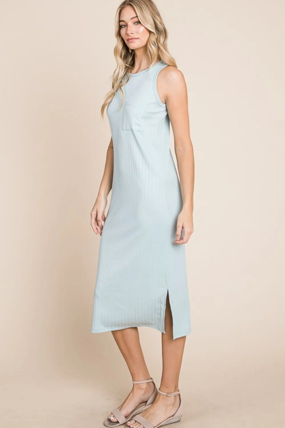Ribbed Knit Sleeveless Midi Dress For Women – Simple, Casual, Elegant, Versatile and Chic Midi Dress with Ribbed Texture for Every Occasion