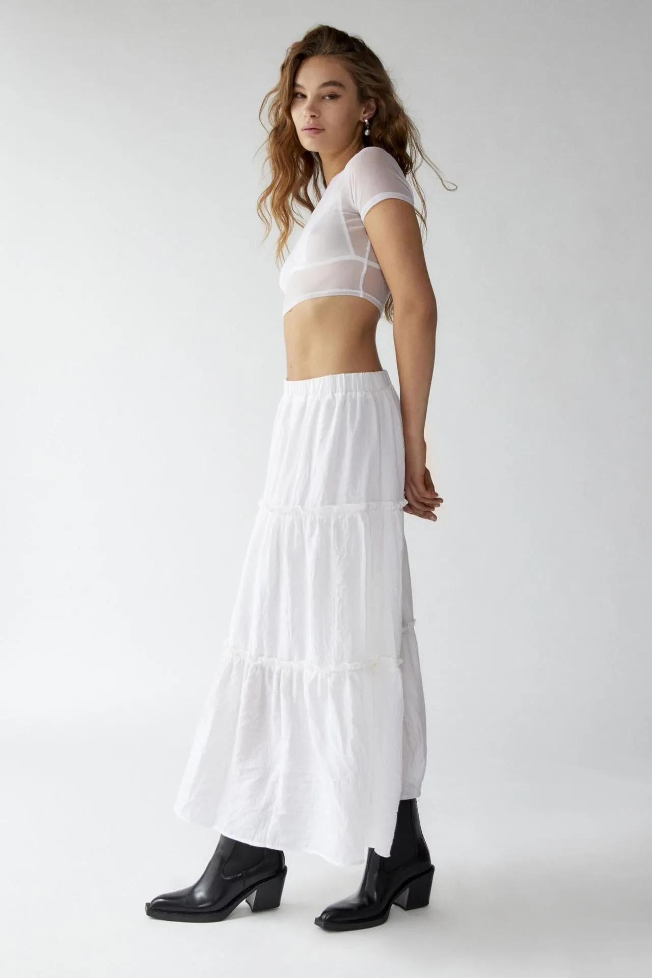 Sage Tiered Maxi Skirt