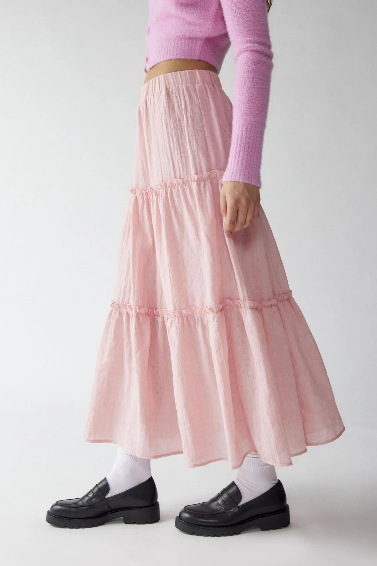 Sage Tiered Maxi Skirt