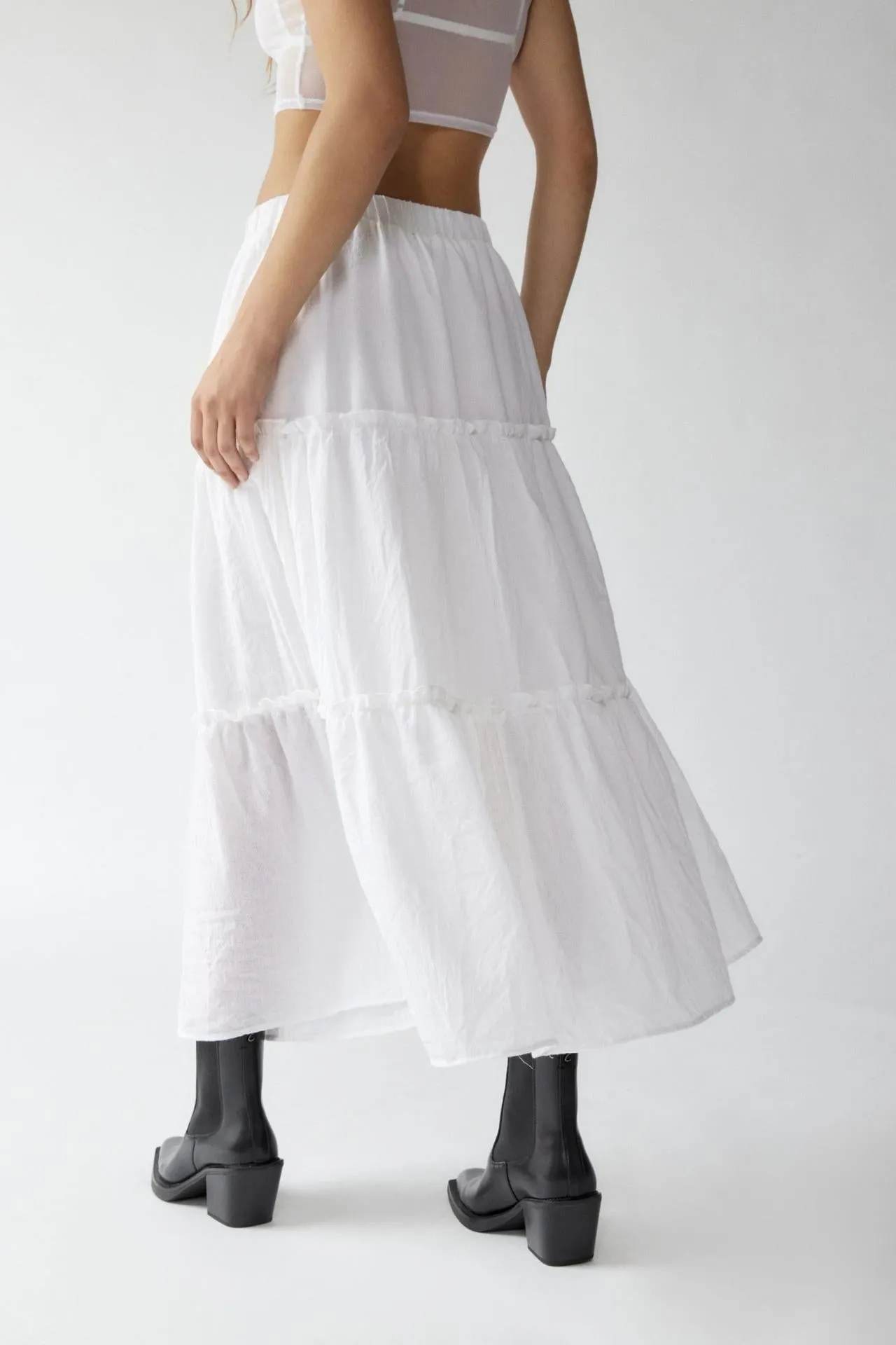 Sage Tiered Maxi Skirt