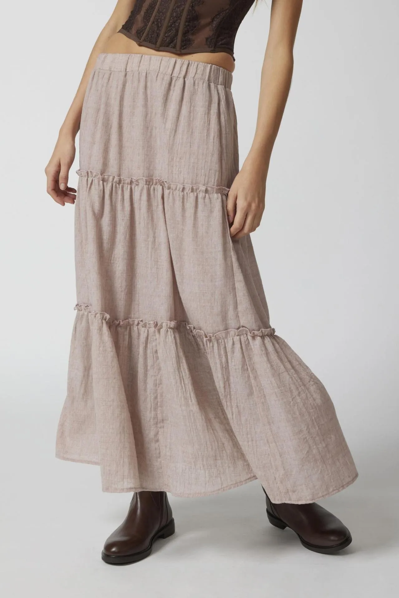 Sage Tiered Maxi Skirt