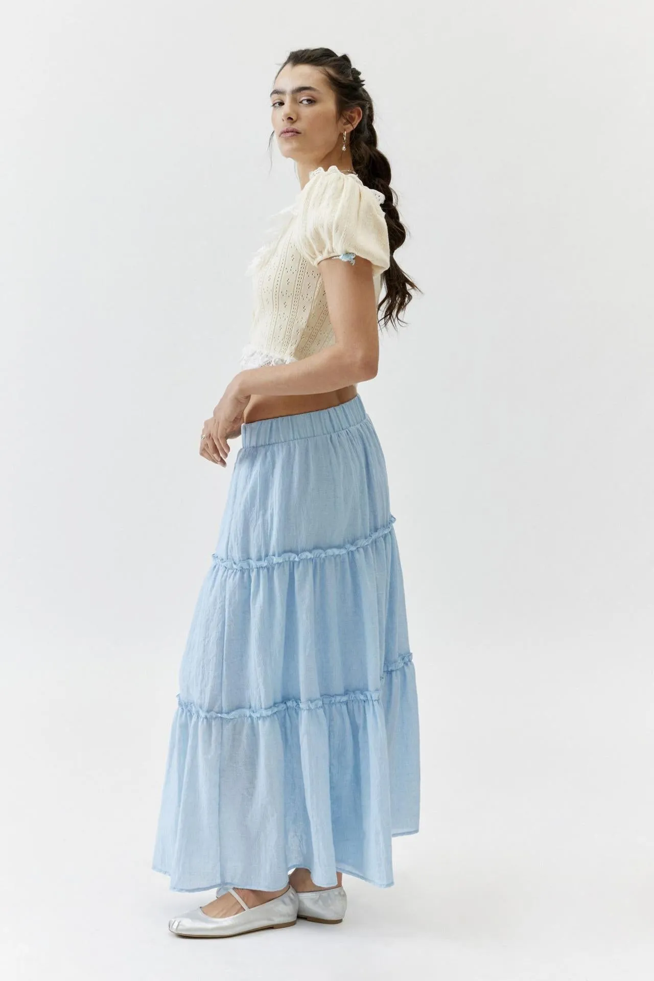 Sage Tiered Maxi Skirt