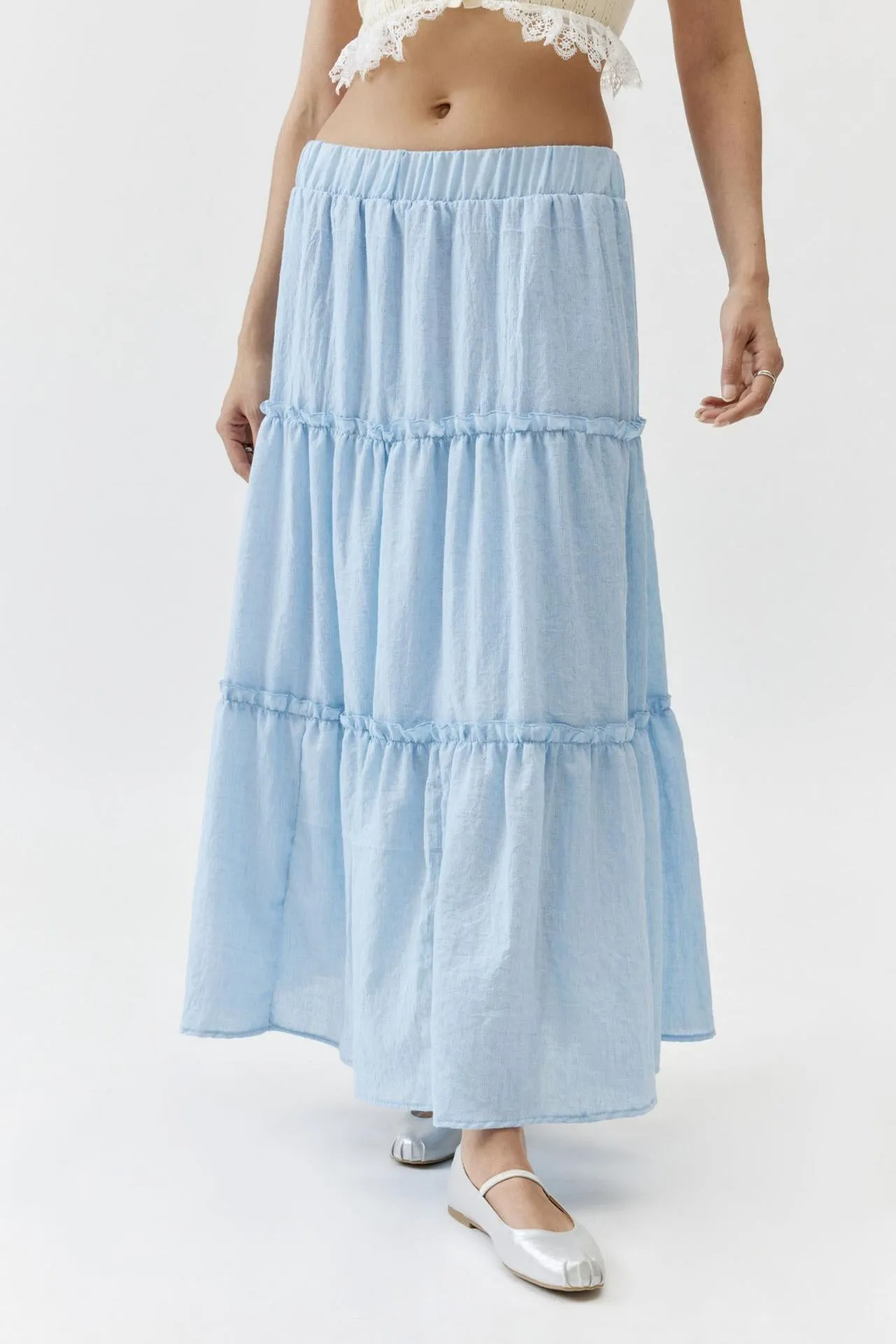 Sage Tiered Maxi Skirt