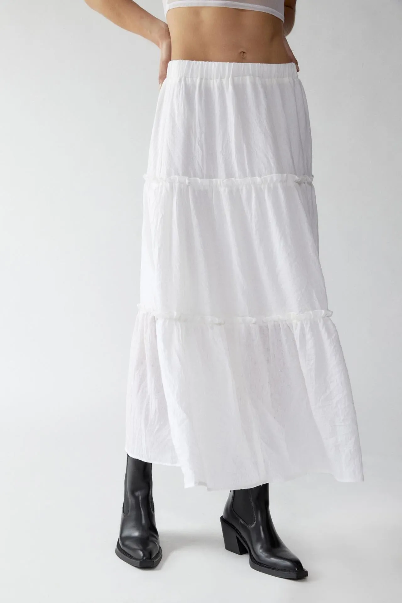 Sage Tiered Maxi Skirt