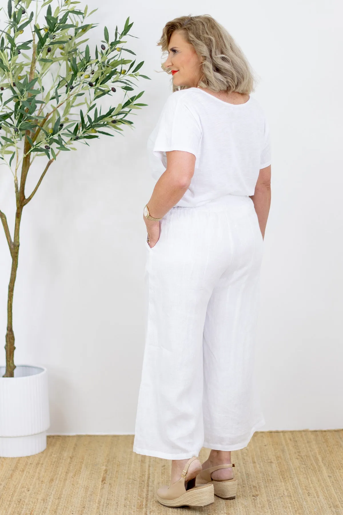 Santorini Wide Leg Pant | White
