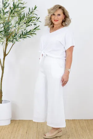 Santorini Wide Leg Pant | White