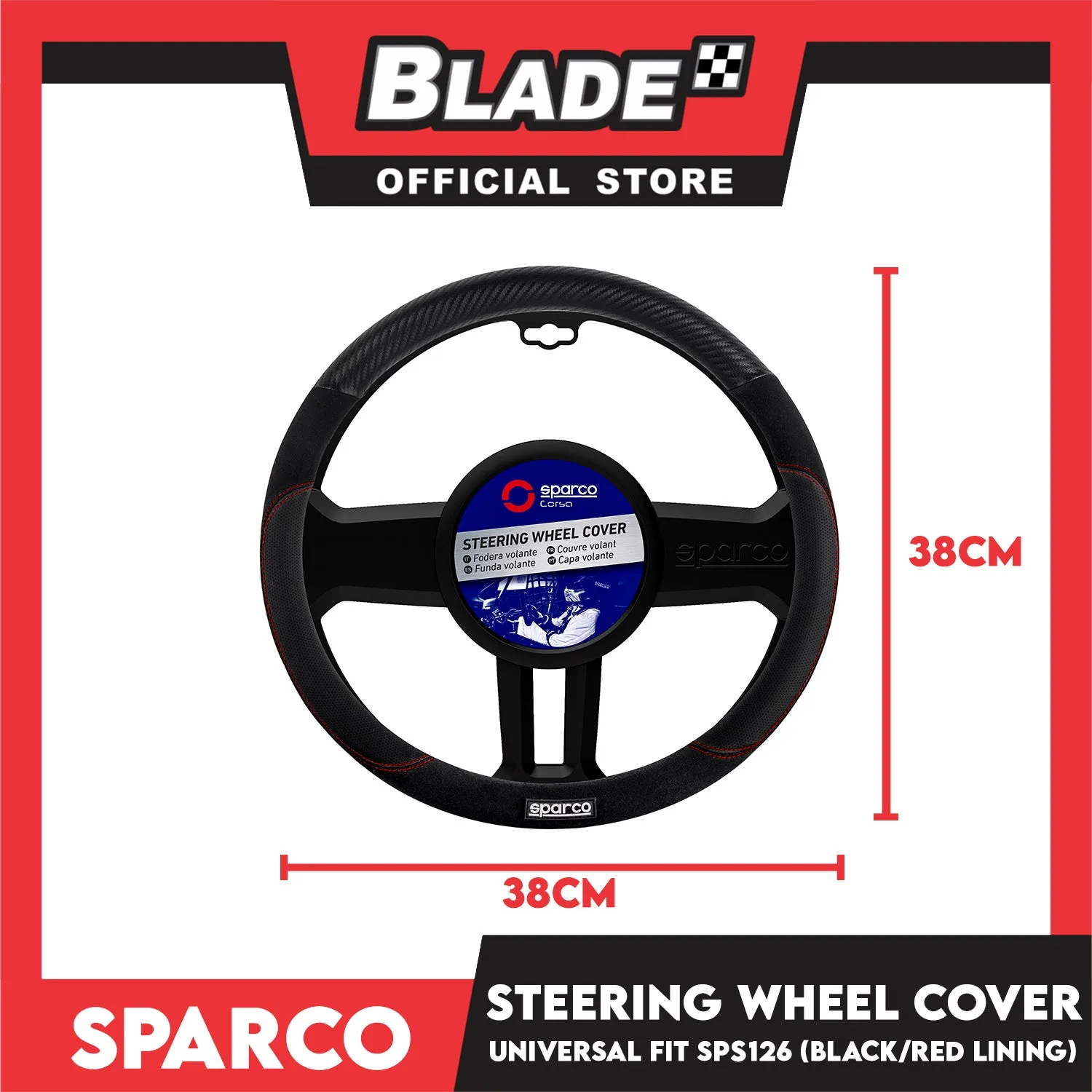 Sparco Corsa Steering Wheel Cover SPS126 (Black With Red)