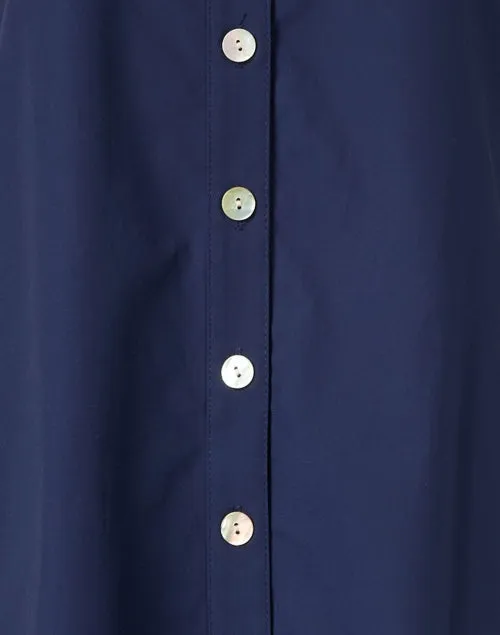 Swing Navy Cotton Shirt Dress