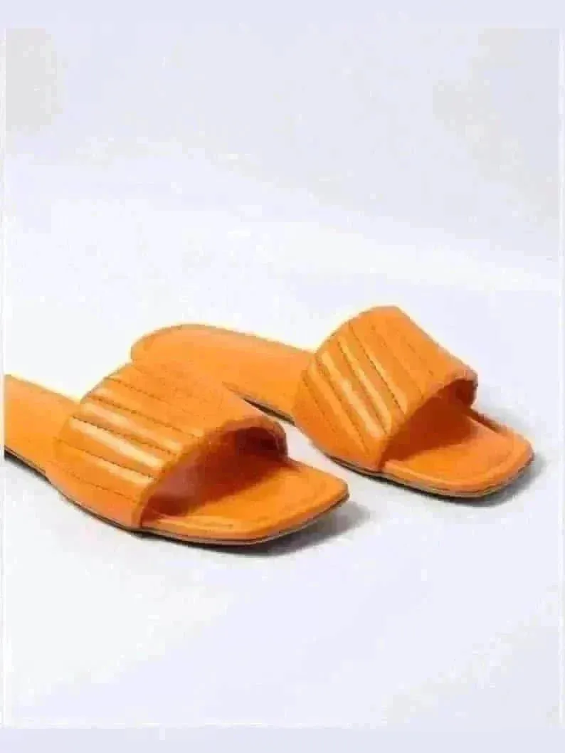 Tangerine Furrowed Flats