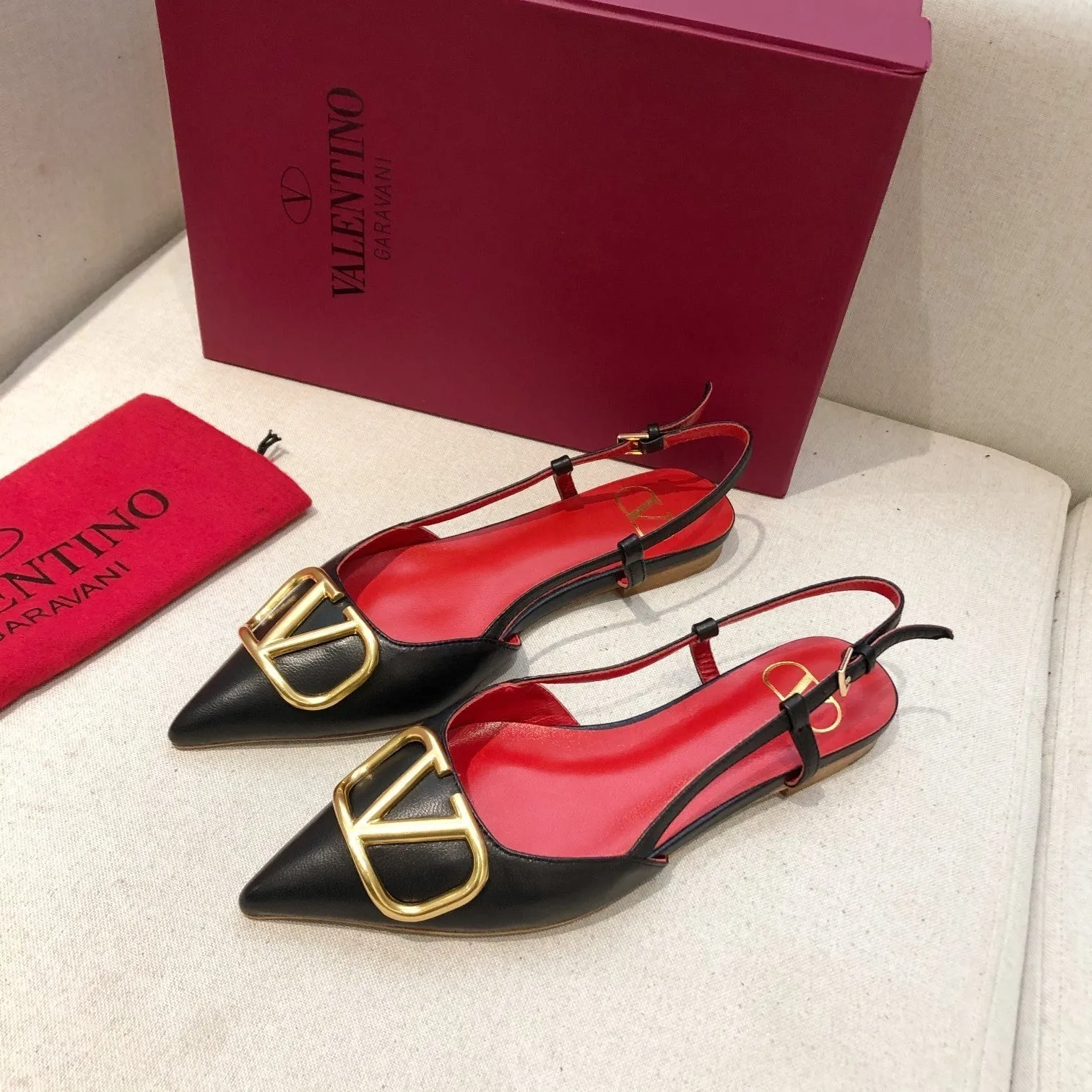 Valentino Slingback Flats Sheepskin