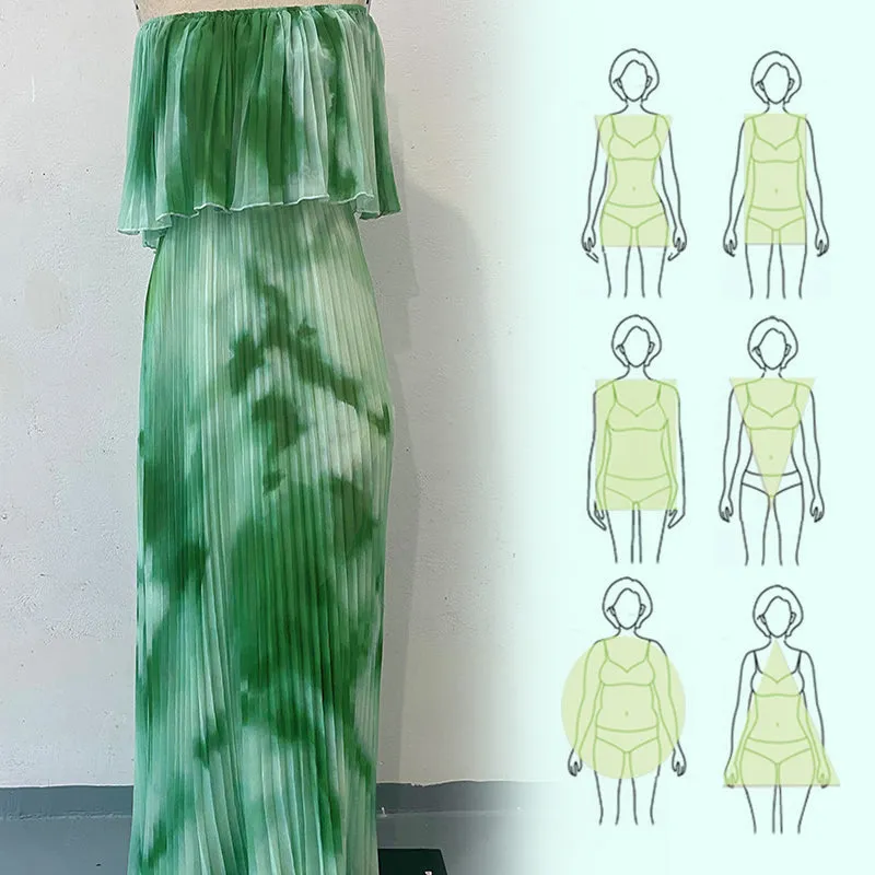 Vinelia - Printed Pleated off-Shoulder Dress