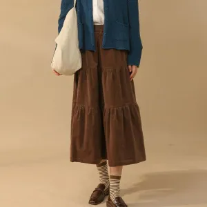Vintage Corduroy A-Line Long Skirt for Women