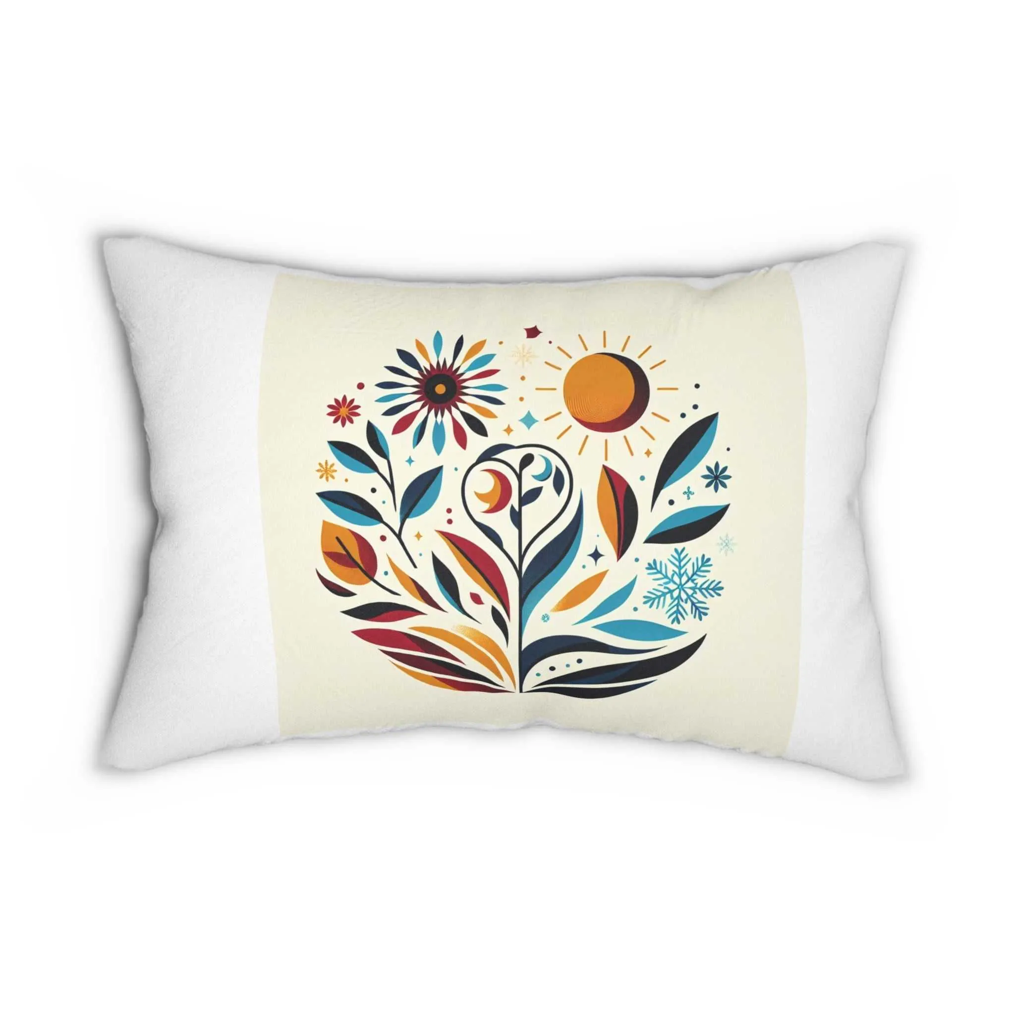 whimsical floral spun polyester lumbar pillow - cozy home decor suites