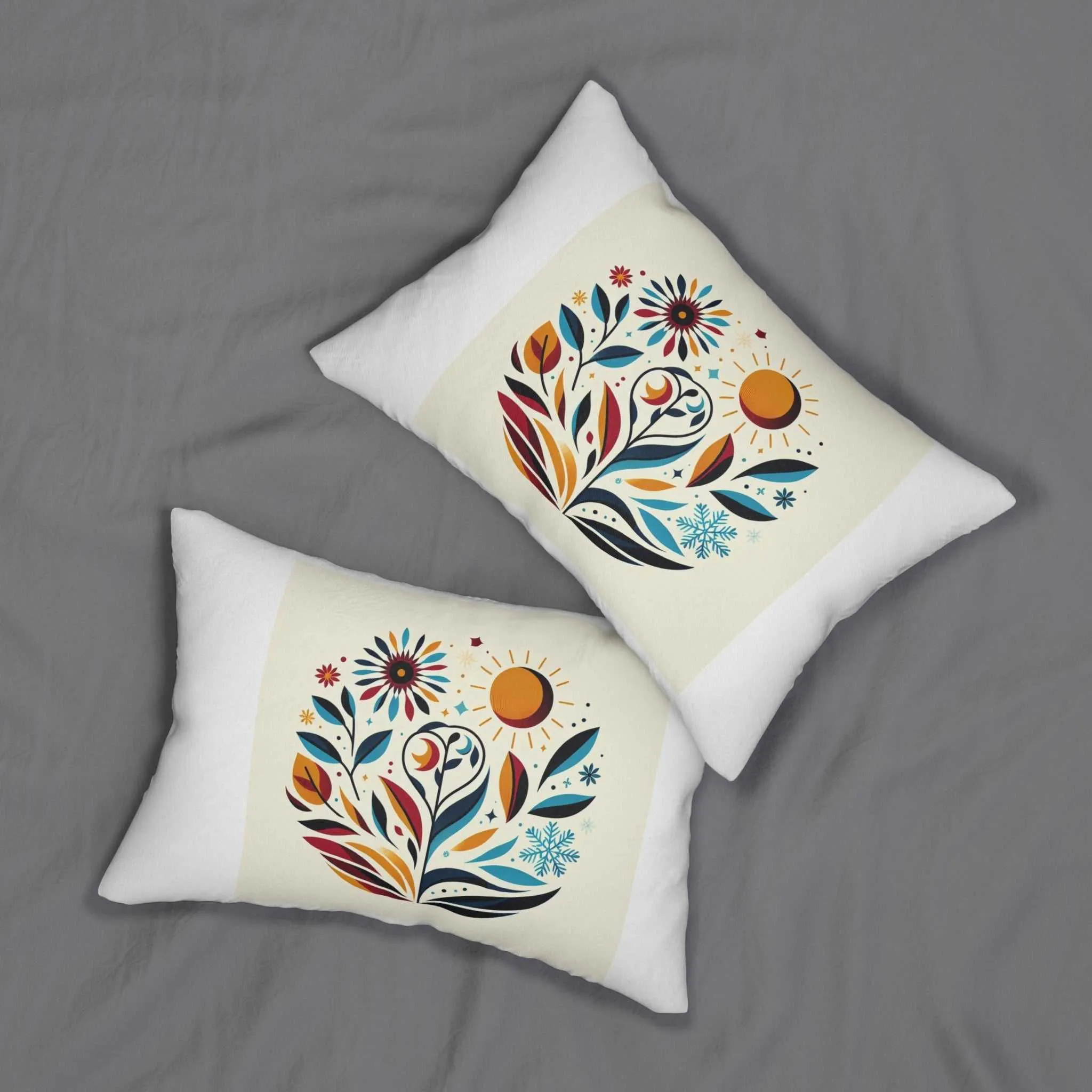 whimsical floral spun polyester lumbar pillow - cozy home decor suites