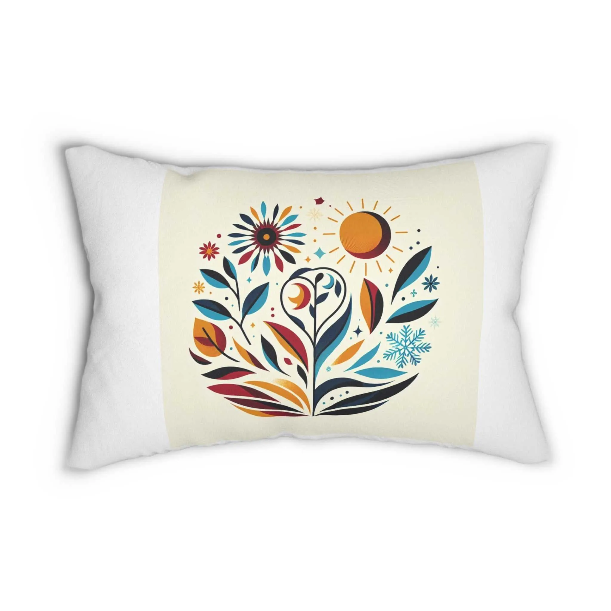 whimsical floral spun polyester lumbar pillow - cozy home decor suites
